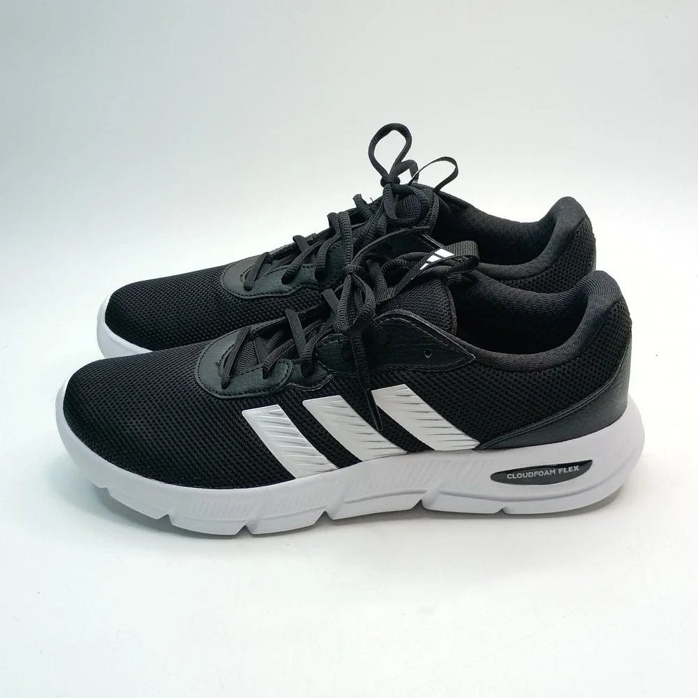 Adidas Cloudfoam Flex Laces Sneaker Men Size 10 Black White HQ4854